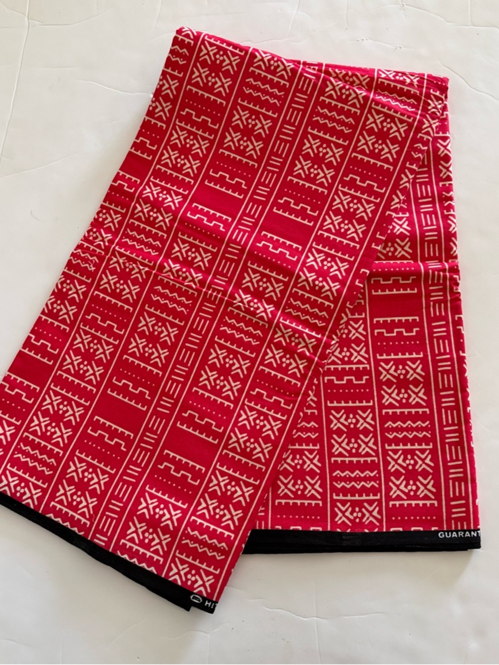 Bright Red & White Geometric Print Cotton Fabric